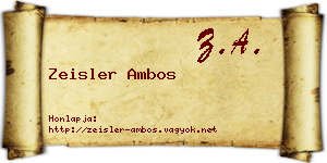 Zeisler Ambos névjegykártya